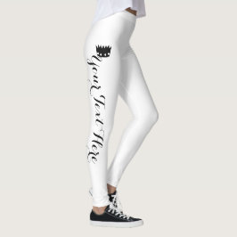 Personlig krona vit svart leggings