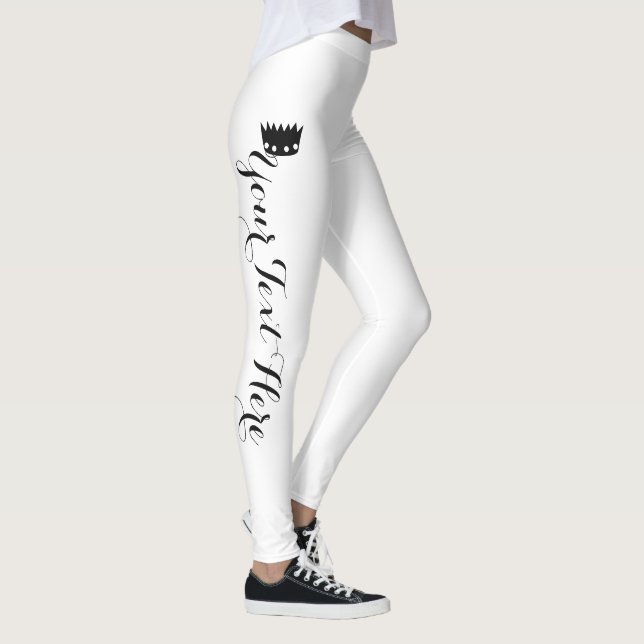 Personlig krona vit svart leggings (Höger)