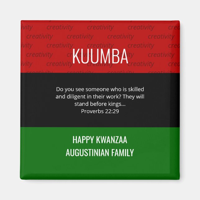 Personlig KUMBA Lycklig Kwanzaa Magnet (Framsidan)