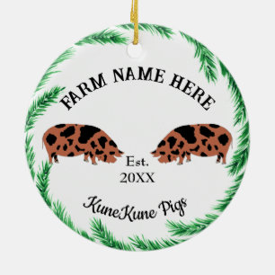 Personlig KuneKune Gris Farm Gräs Utandning Julgransprydnad Keramik