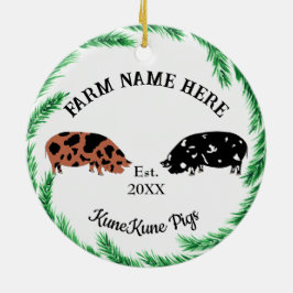 Personlig KuneKune Gris Farm Gräs Utandning nr 2 Julgransprydnad Keramik