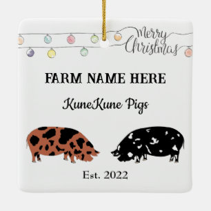 Personlig KuneKune Gris Farm Vit jul #2 Julgransprydnad Keramik