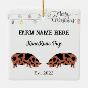 Personlig KuneKune Gris Farm White-jul Julgransprydnad Keramik