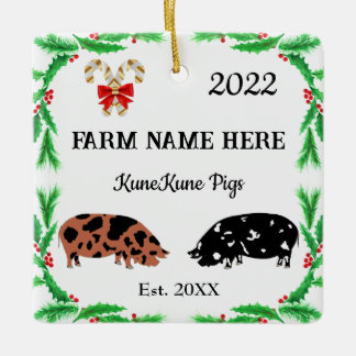 Personlig KuneKune Gris-julen #2 Julgransprydnad Keramik