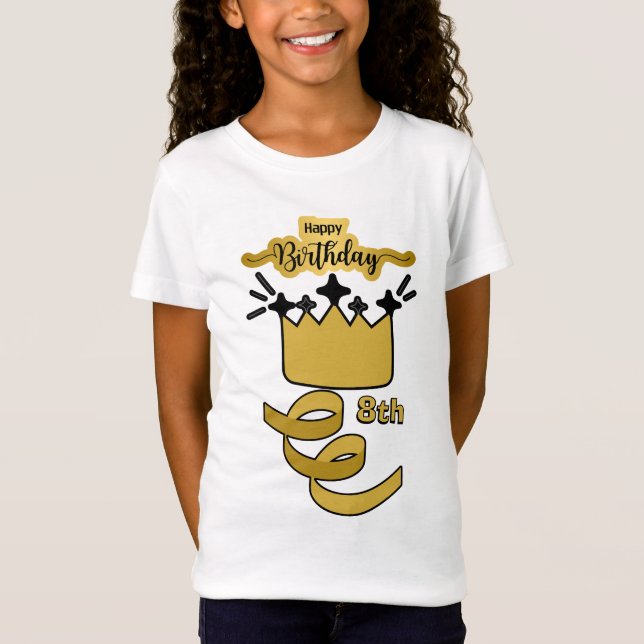 Personlig kungakrona design för 8-årsdag t shirt (Framsida)