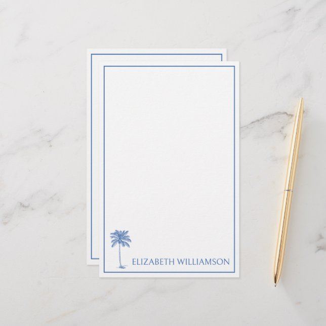 Personlig kustblå palmettopalm brevpapper (Fram/Back In Situ)