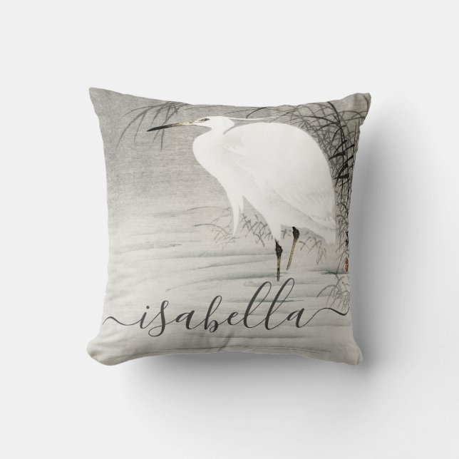 Personlig Kustdjur Egret Bird Kudde (Framsida)