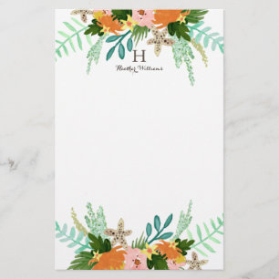 Personlig KUSTEN BLOMMIGT Brevpapper