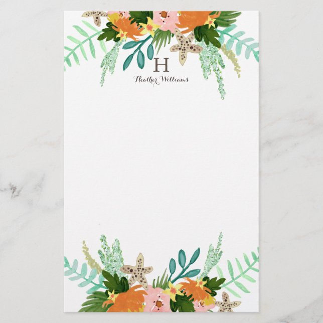 Personlig | KUSTEN BLOMMIGT Brevpapper (Framsida)