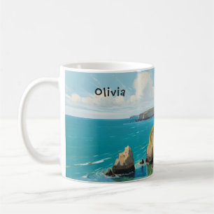 Personlig kustlandskap oceanstrand kaffemugg