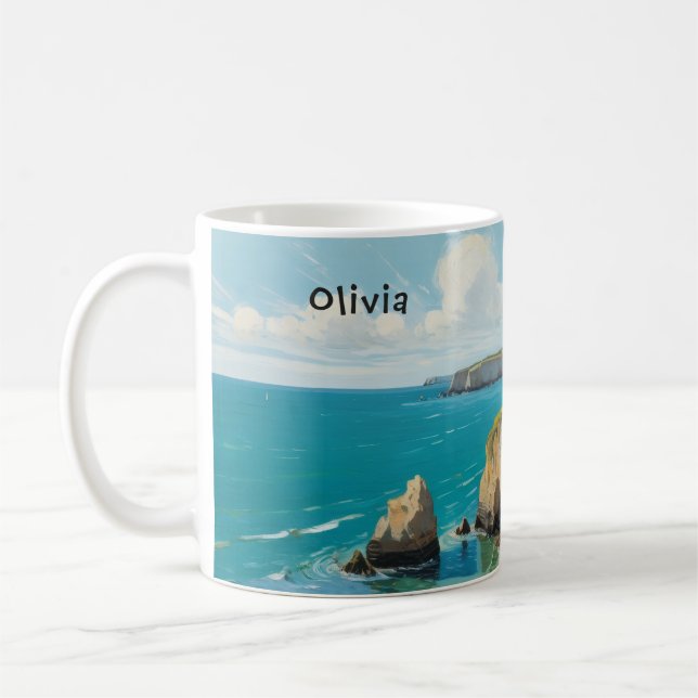 Personlig kustlandskap oceanstrand kaffemugg (Vänster)