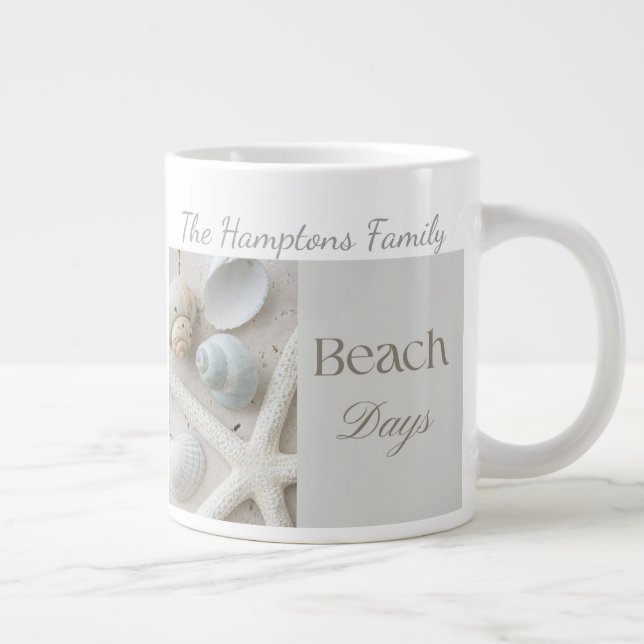 Personlig kustsnäcksgåva för strandhus jumbo mugg (Höger)
