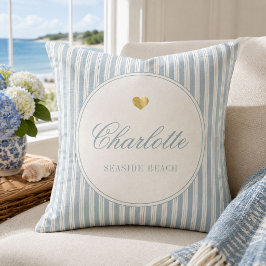 Personlig kuststrand Ticking Stripe Kudde