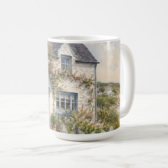 Personlig kuststugemåleri i akvarell  kaffemugg (Framsida höger)