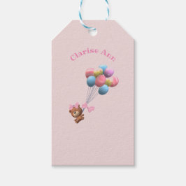 Personlig Kute Bear och ballonger Baby Bib Presentetikett