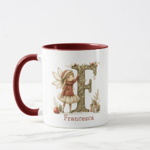 Personlig Kute Jul Fairy Initial Keepsak Mugg