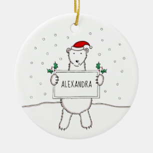 Personlig Kute Jul-Polarna Bear Träd Julgransprydnad Keramik
