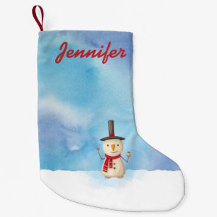 Personlig Kute jul Snögubbe Wave Liten Julstrumpa