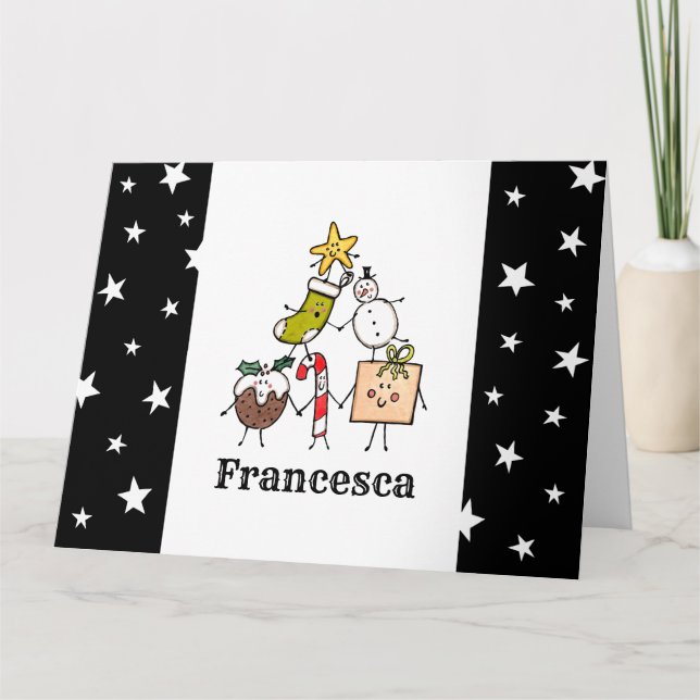 Personlig Kute jultecken Kort (Framsida)