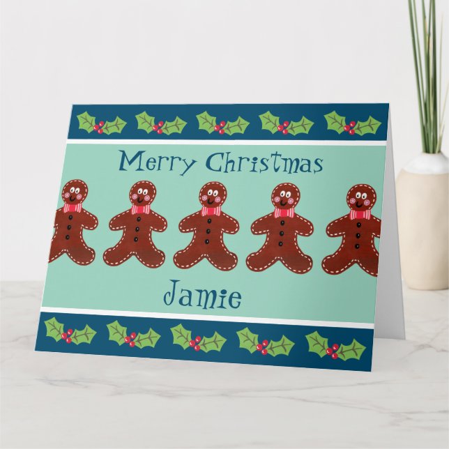 Personlig Kute-Pepparkaksgubben Jul Kort (Framsida)