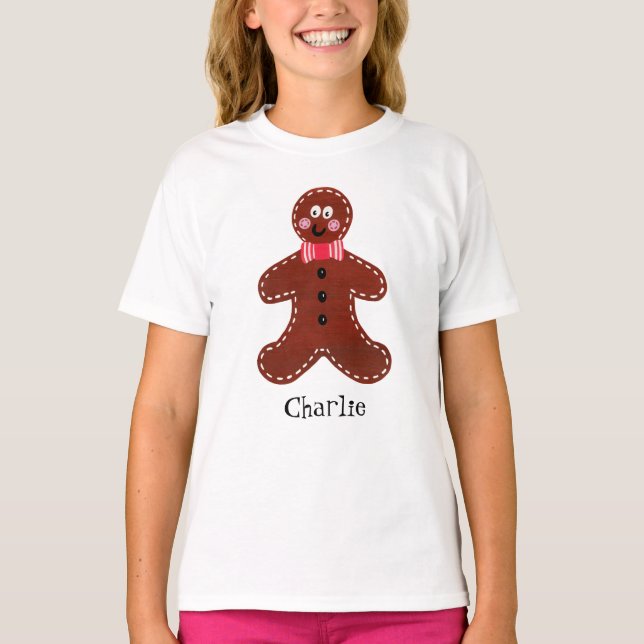 Personlig Kute-Pepparkaksgubben Jul T Shirt (Framsida)