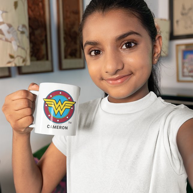 Personlig  kvinnor | Cirkel och stjärnor, Logotyp Två-Tonad Mugg (Kid holding mug)