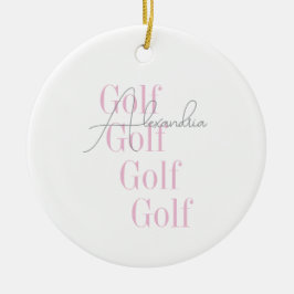 Personlig Kvinnors Golf Rosa Typografi Julgransprydnad Keramik