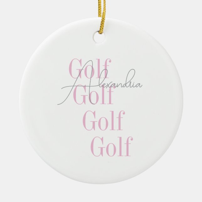 Personlig Kvinnors Golf Rosa Typografi Julgransprydnad Keramik (Framsidan)