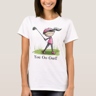 Personlig Kvinnors Golf Tee-Tecknad Dam Golfer T Shirt
