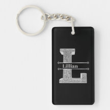 Personlig L Ursprungligt Silver Monogram Ditt namn