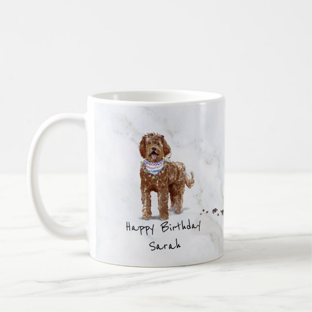 Personlig Labradoodle Birthday Mugg (Vänster)