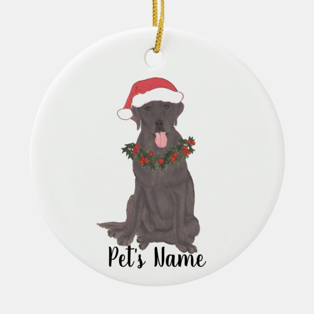 Personlig Labrador (choklad) Julgransprydnad Keramik (Framsidan)