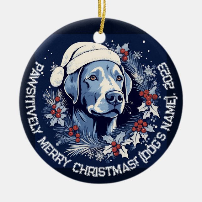 Personlig Labrador HUND Helgdag Charm Julgransprydnad Keramik (Framsidan)