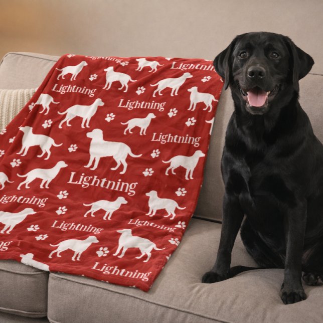 Personlig Labrador Retriever-filtsvart Fleecefilt (Lab retriever blanket - red)
