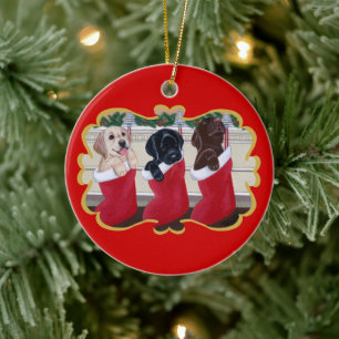 Personlig Labrador Retriever Valpar Jul Julgransprydnad Keramik