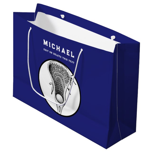 Personlig Lacrosse Blue Large Gift Bag (Framsidan Vinklad)