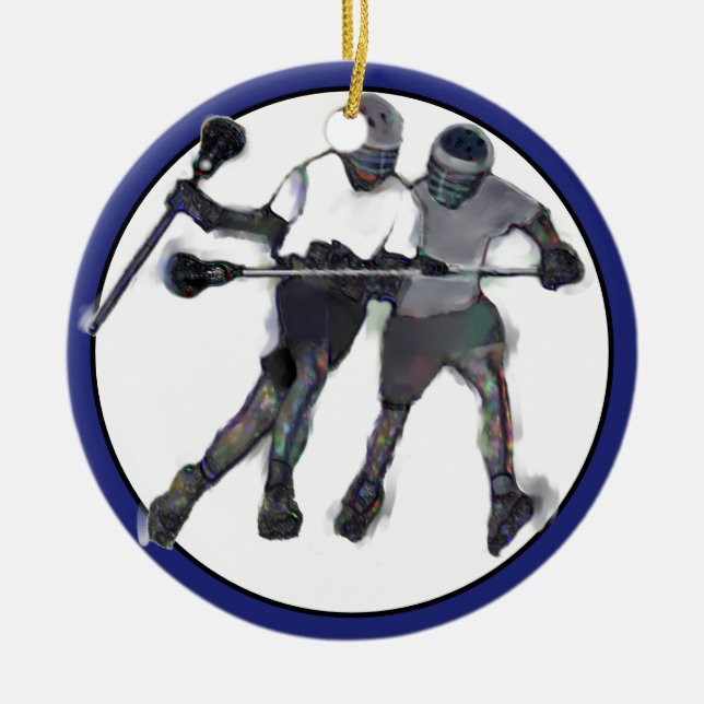 Personlig Lacrosse Collecsible Julgransprydnad Keramik (Framsidan)