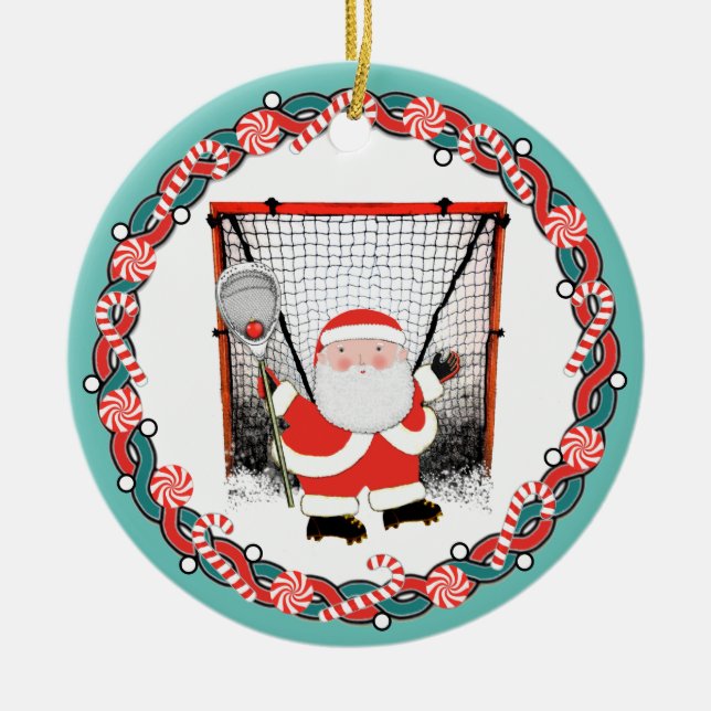 Personlig Lacrosse Goalie jul Gift Julgransprydnad Keramik (Framsidan)