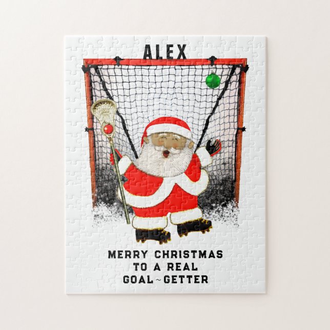Personlig lacrosse-julpresent pussel (Vertikal)