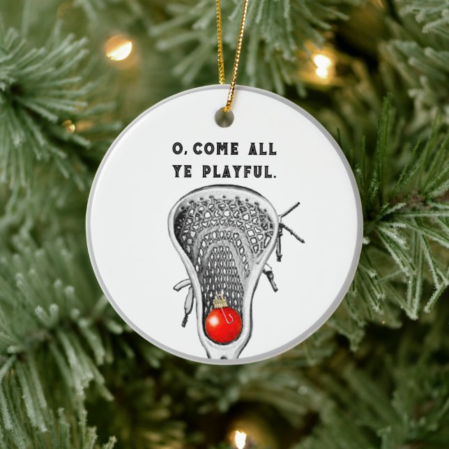 Personlig Lacrosse Keepsaké Julgransprydnad Keramik (Träd)