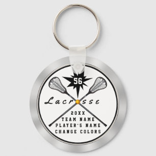 Personlig Lacrosse Keychain, din TEXT, FÄRG Nyckelring