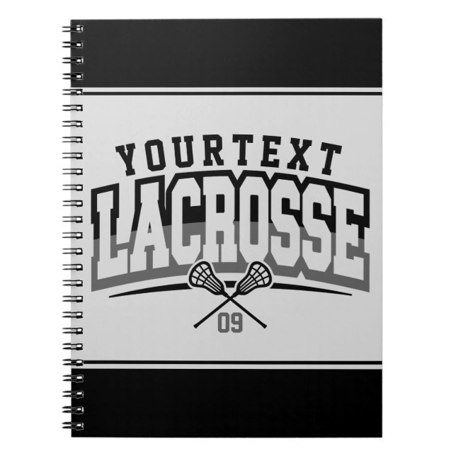 Personlig Lacrosse Player ADD NAMN Team Number Anteckningsbok (Framsidan)