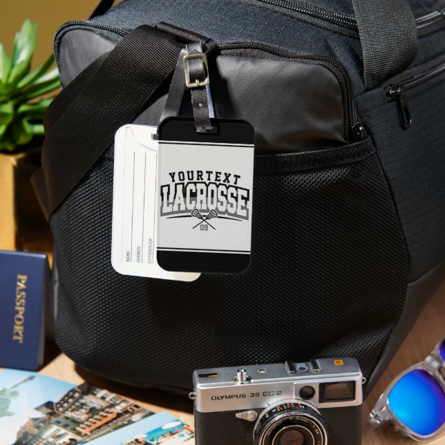 Personlig Lacrosse Player ADD NAMN Team Number Bagagebricka (Framsida & Baksida)