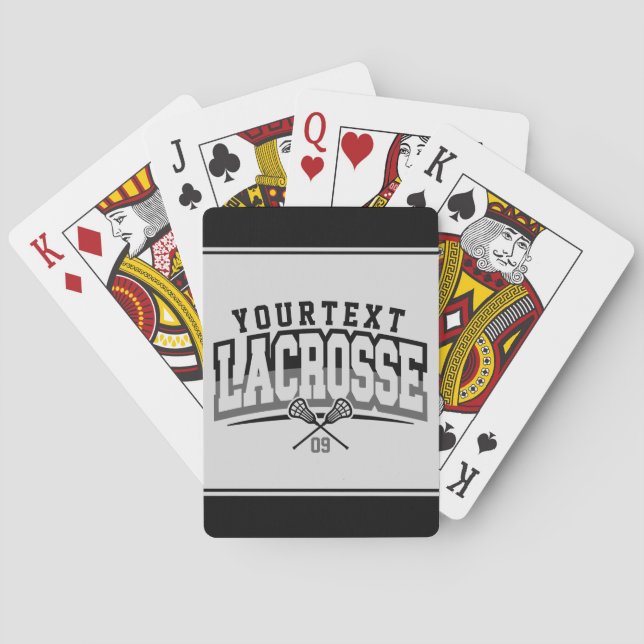 Personlig Lacrosse Player ADD NAMN Team Number Casinokort (Baksidan)