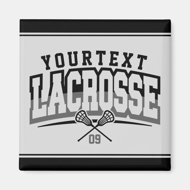 Personlig Lacrosse Player ADD NAMN Team Number Magnet (Framsidan)
