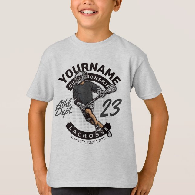 Personlig Lacrosse Player Sports Team Attack T Shirt (Framsida)
