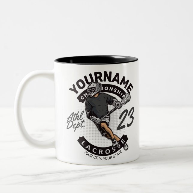 Personlig Lacrosse Player Sports Team Attack Två-Tonad Mugg (Vänster)
