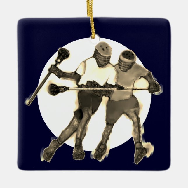 Personlig lacrosse-present julgransprydnad keramik (Framsida)