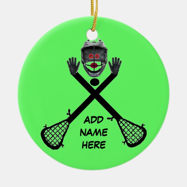 Personlig Lacrosse Star Julgransprydnad Keramik (Framsidan)