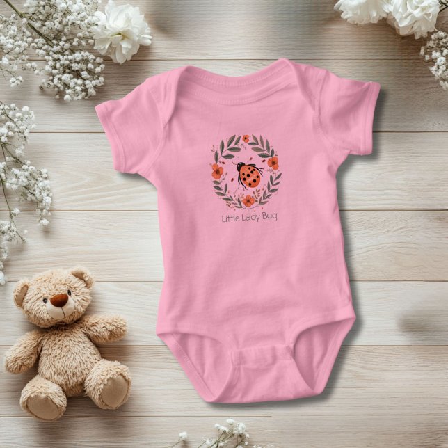 Personlig Lady Bug Akvarell Blommor Present  T Shirt (Personalized Lady Bug Baby Girl Baby body suit. Baby Shower new baby gift. )